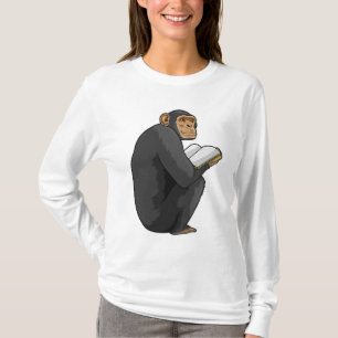 Monkey als Nerd met Boek T-shirt