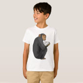 Monkey als Nerd met Boek T-shirt (Voorkant volledig)