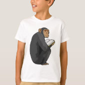 Monkey als Nerd met Boek T-shirt (Voorkant)