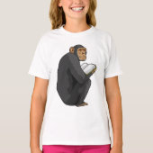 Monkey als Nerd met Boek T-shirt (Voorkant)