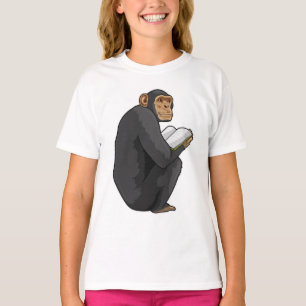 Monkey als Nerd met Boek T-shirt