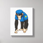 Monkey als politieagent met uniform canvas afdruk (Voorkant)