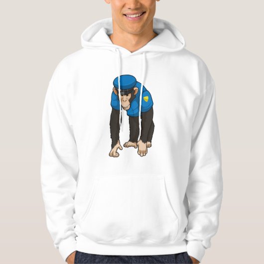 Monkey als politieagent met uniform hoodie (Voorkant)