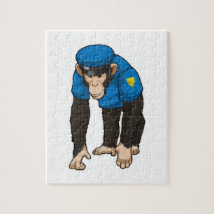 Monkey als politieagent met uniform legpuzzel