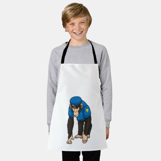 Monkey als politieagent met uniform schort (Gedragen)