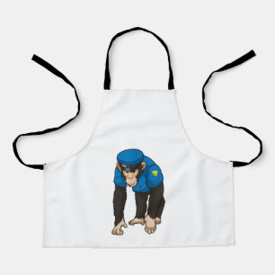 Monkey als politieagent met uniform schort