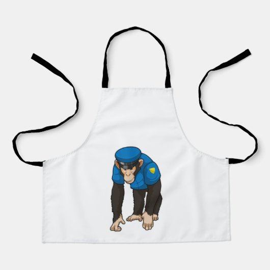 Monkey als politieagent met uniform schort (Voorkant)