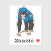 Monkey als politieagent met uniform sticker (Vel)