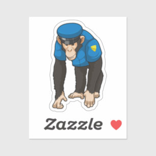 Monkey als politieagent met uniform sticker