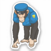 Monkey als politieagent met uniform sticker (Voorkant)