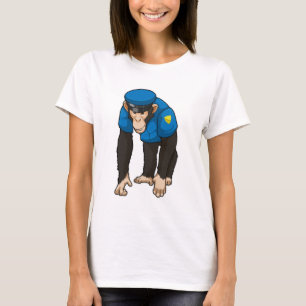 Monkey als politieagent met uniform t-shirt