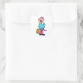 Monkey als secretaris van Bag Vierkante Sticker (Tas)