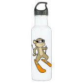 Monkey als Skier met Ski Waterfles (Voorkant)