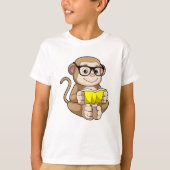 Monkey als student met bril en boek t-shirt (Voorkant)