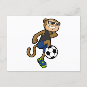 Monkey als voetballer bij Soccer Briefkaart