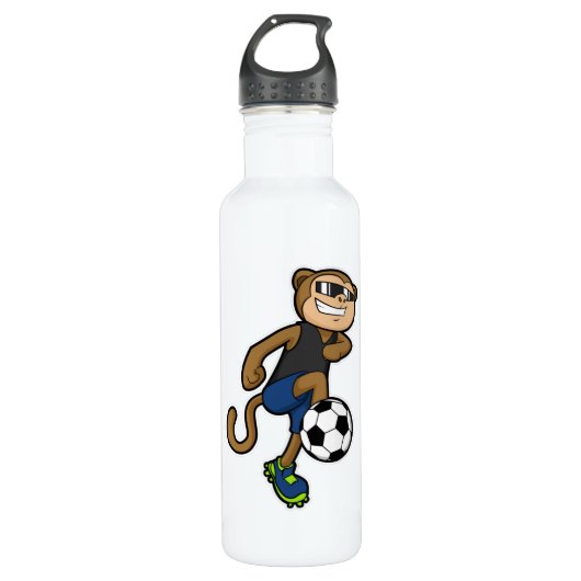 Monkey als voetballer bij Soccer Waterfles (Voorkant)