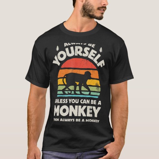 Monkey altijd Be Yourself Retro 70s Mannen Wo T-shirt (Voorkant)
