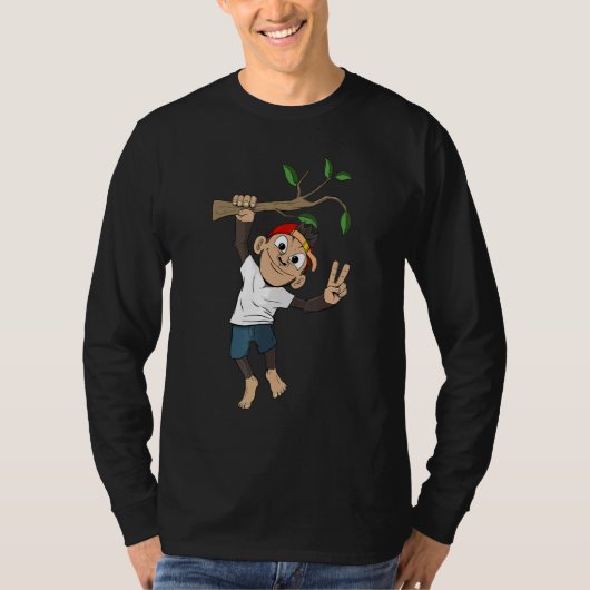 Monkey Animal Tree Branch Zoo T-shirt (Voorkant)