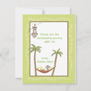 Monkey Around Baby shower Dank u voor opmerkingen Notitiekaartje