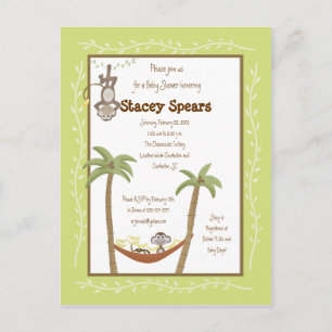 Monkey Around Baby Shower-uitnodigingen Uitnodiging Briefkaart