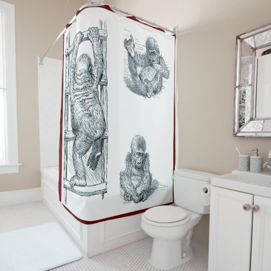Monkey Around Young Gorilla Shower Curtain Douchegordijn (In situ)