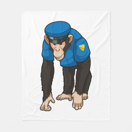 Monkey as Police officer with Uniform Fleece Deken (Voorkant)