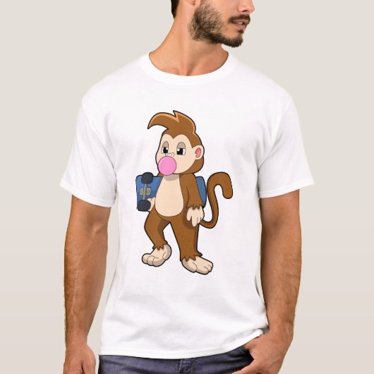 Monkey as Skater with Skateboard T-shirt (Voorkant)