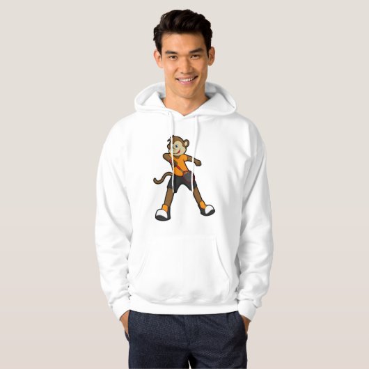 Monkey as Tennis player with Tennis racket Hoodie (Voorkant volledig)