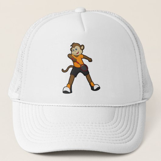 Monkey as Tennis player with Tennis racket Trucker Pet (Voorkant)