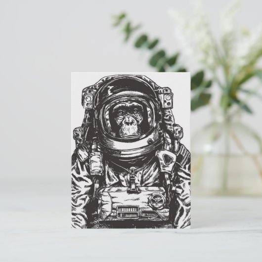 Monkey Astronaut Briefkaart (Staand voorkant)