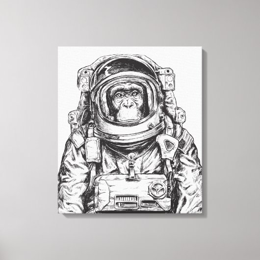 Monkey Astronaut Canvas Afdruk (Voorkant)