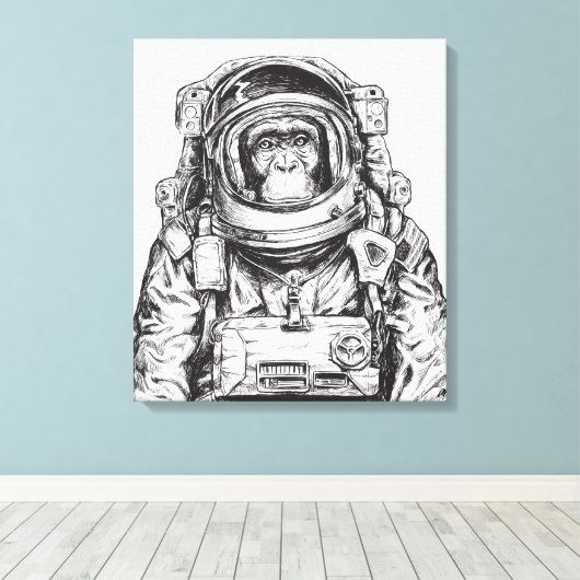 Monkey Astronaut Canvas Afdruk (Insitu (Houten vloer))