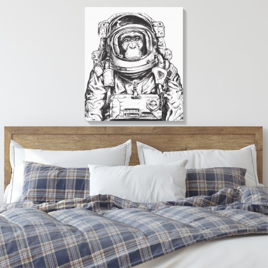 Monkey Astronaut Canvas Afdruk (Insitu (Slaapkamer))