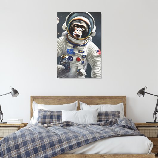 Monkey Astronaut Canvas Print (Insitu (Slaapkamer))