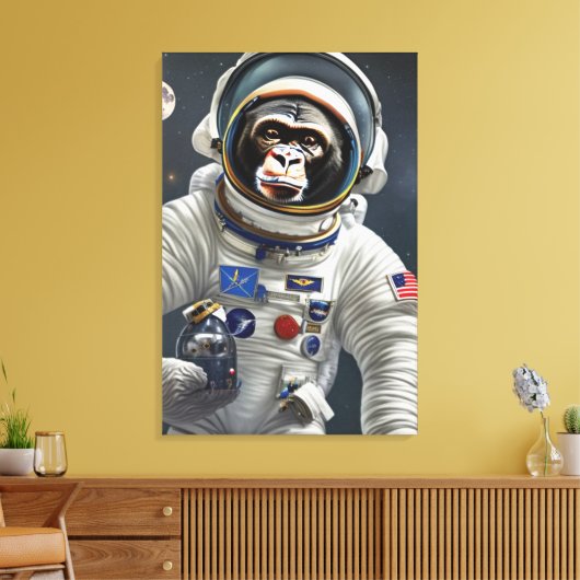 Monkey Astronaut Canvas Print (Insitu (Woonkamer))