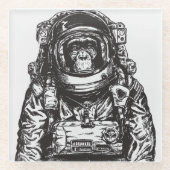 Monkey Astronaut Glazen Onderzetter (Voorkant)
