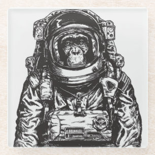 Monkey Astronaut Glazen Onderzetter