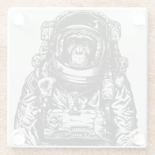 Monkey Astronaut Glazen Onderzetter (Achterkant)