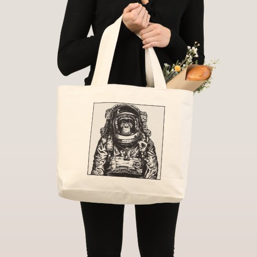Monkey Astronaut Grote Tote Bag (Voorkant (product))