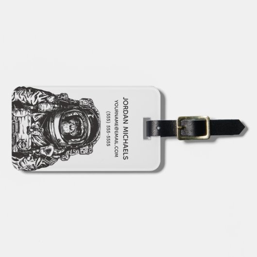 Monkey Astronaut | Jouw namen toevoegen Bagagelabel (Voorkant horizontaal)