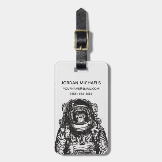 Monkey Astronaut | Jouw namen toevoegen Bagagelabel (Voorkant verticaal)