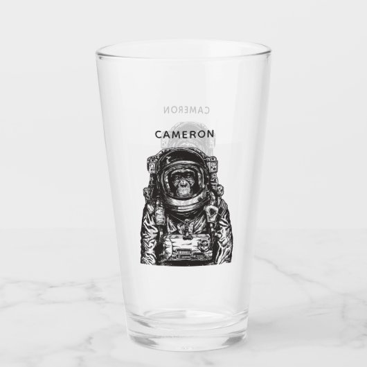 Monkey Astronaut | Jouw namen toevoegen Glas (Voorkant)