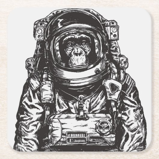 Monkey Astronaut Kartonnen Onderzetters (Voorkant)