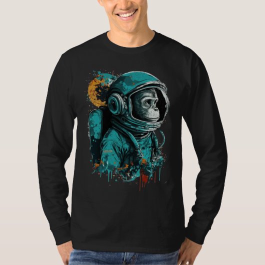 Monkey Astronaut Outer Space Explorer Science Stud T-shirt (Voorkant)