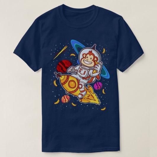 Monkey Astronaut Rocket Ride Space T-shirt (Design voorkant)