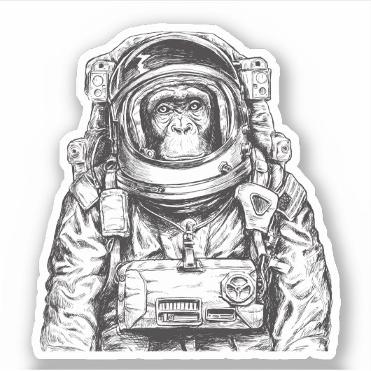 Monkey Astronaut Sticker (Voorkant)