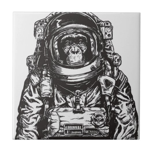 Monkey Astronaut Tegeltje (Voorkant)