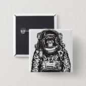Monkey Astronaut Vierkante Button 5,1 Cm (Voorkant /achterkant)