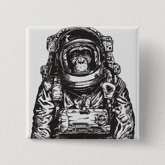 Monkey Astronaut Vierkante Button 5,1 Cm (Voorkant)