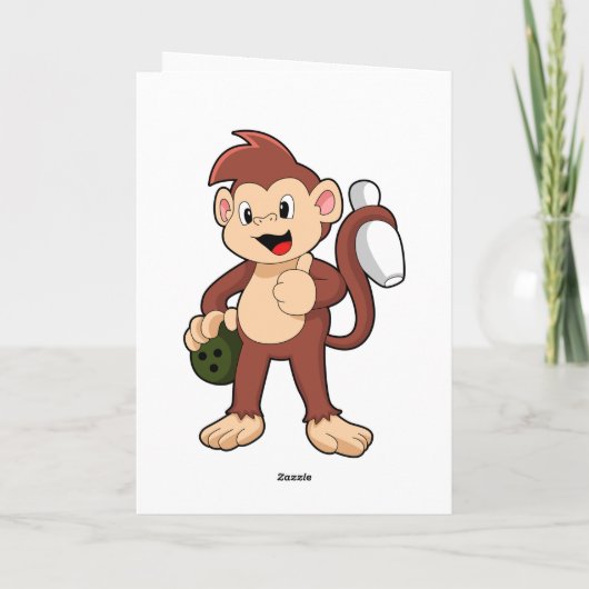 Monkey at Bowling with Bowling Kaart (Achterkant)